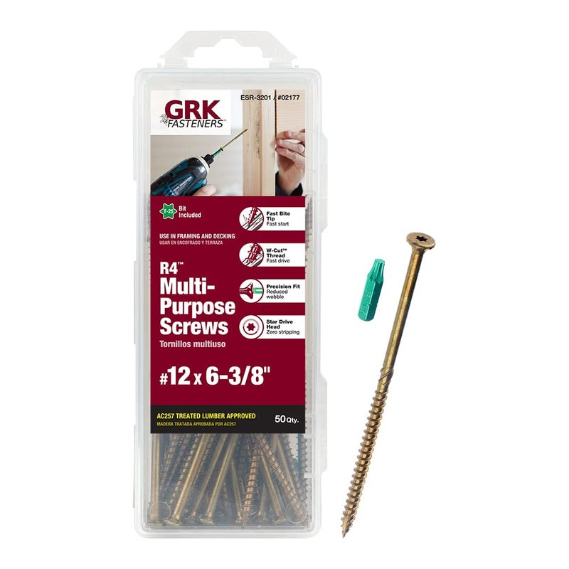 GRK 772691021779 Multi Purpose R4 Screws, 6 Inch, Gold - Image 1